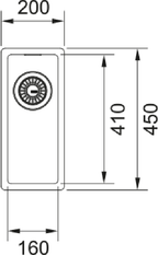 Franke Box BXX 110-16 Undermount 1 Bowl Stainless Steel Kitchen Sink — dimensions drawing