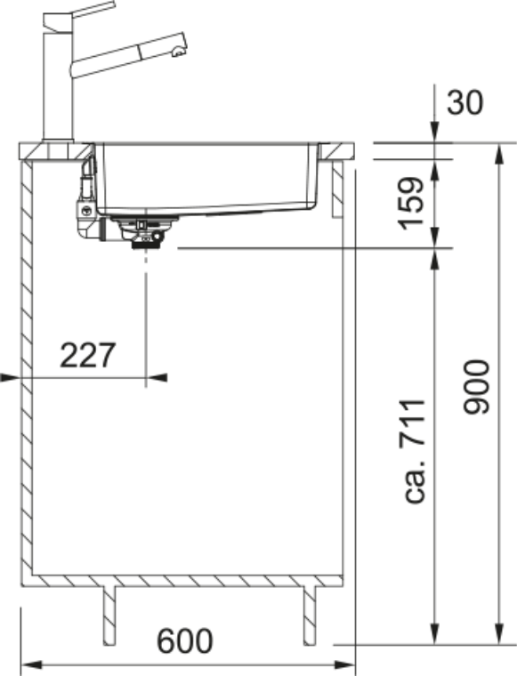 Franke Maris MRX 210-19 Undermount 1 Bowl Stainless Steel Kitchen Sink — dimensions drawing