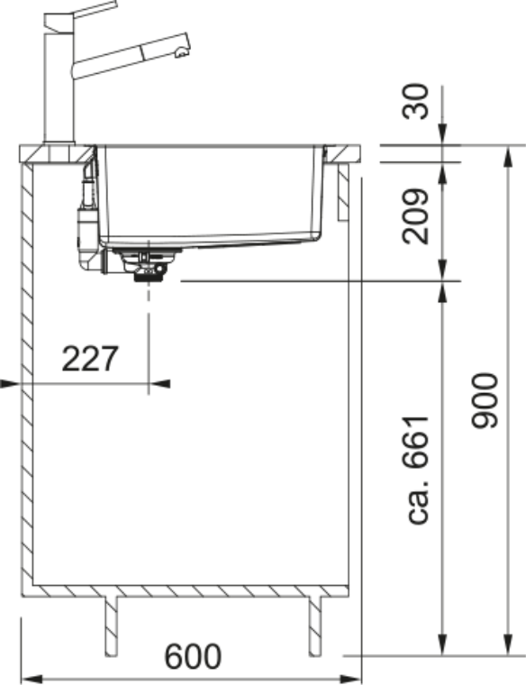 Franke Maris MRX 210-45 Undermount 1 Bowl Stainless Steel Kitchen Sink — dimensions drawing