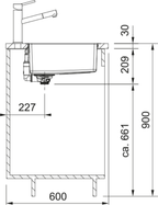 Franke Maris MRX 210-45 Undermount 1 Bowl Stainless Steel Kitchen Sink — dimensions drawing