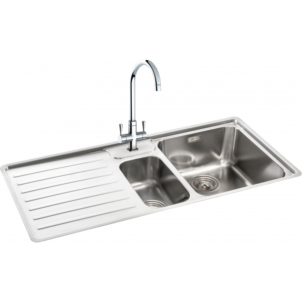 Carron Phoenix Atoll 150 Inset 1.5 Bowl Stainless Steel Kitchen Sink RH — dimensions drawing
