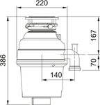 Carron Phoenix Carronade Elite CE-75 Waste Disposal Unit Chrome 0.75HP — dimensions drawing