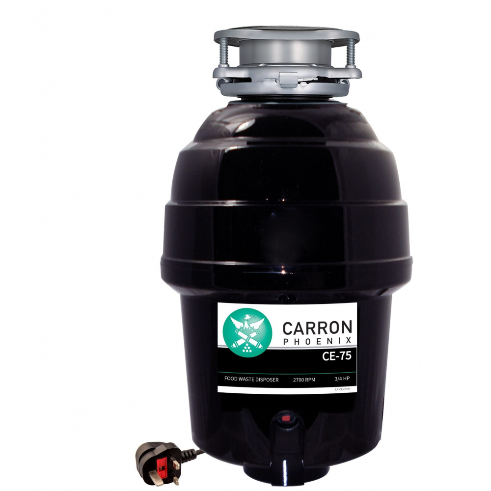 Carron Phoenix Carronade Elite CE-75 Waste Disposal Unit Chrome 0.75HP — dimensions drawing