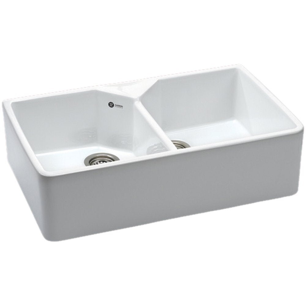 Carron Phoenix Belfast 200 Ceramic 2 Bowl Glacier White Kitchen Sink Butler