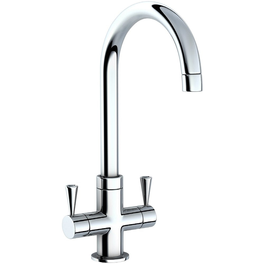 Carron Phoenix Henley Plus Chrome Dual Lever Kitchen Tap Brass Swivel Spout