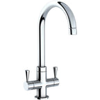 Carron Phoenix Henley Plus Chrome Dual Lever Kitchen Tap Brass Swivel Spout