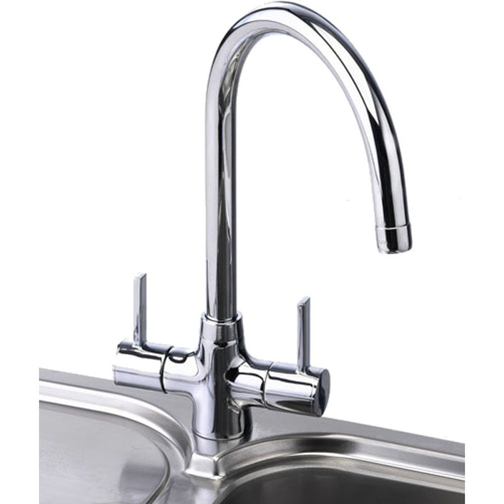 Carron Phoenix Alba Chrome Dual Lever Kitchen Tap Brass Swivel Spout