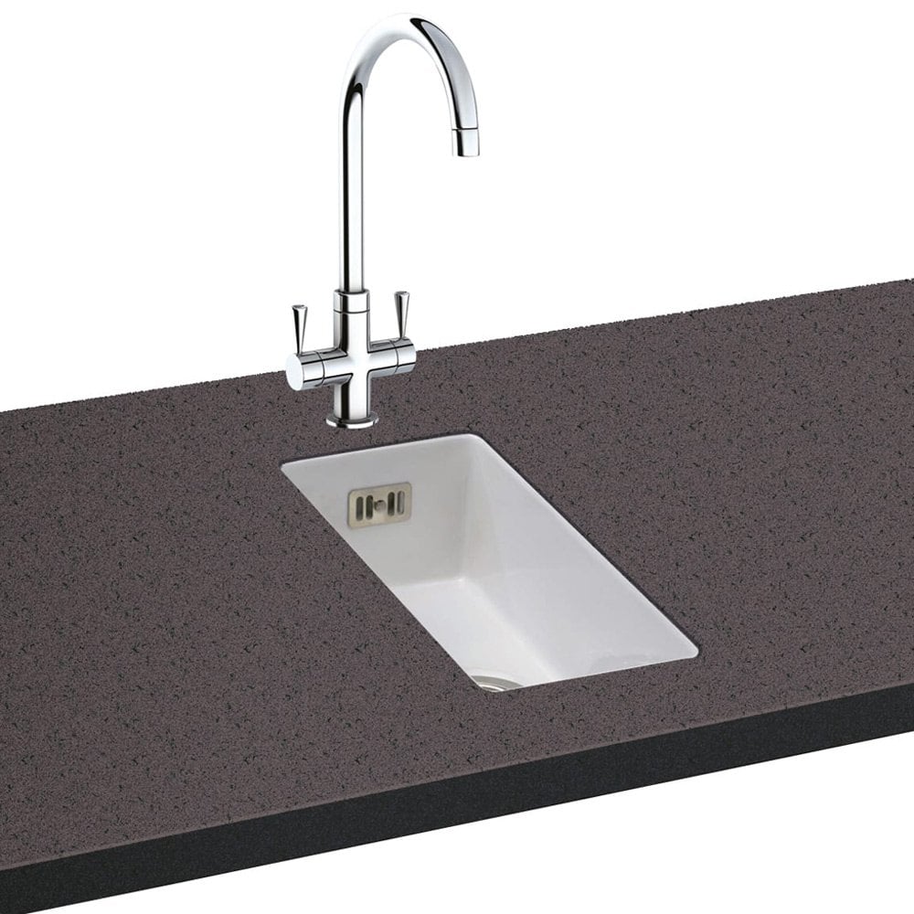 Carron Phoenix Waterford 50 Ceramic 0.5 Bowl Glacier Undermount Kitchen Sink