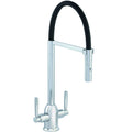 Carron Phoenix Dante Pull Out Nozzle Twin Lever Kitchen Tap Black Chrome