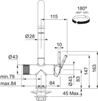 Franke Maris Water Hub 3-in-1 Mechanical Boiling Tap Chrome 4L Kitchen — dimensions drawing