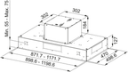 Franke AQ Sense FCAS A90 XS Island Ceiling Cooker Hood 90cm Stainless Steel — dimensions drawing