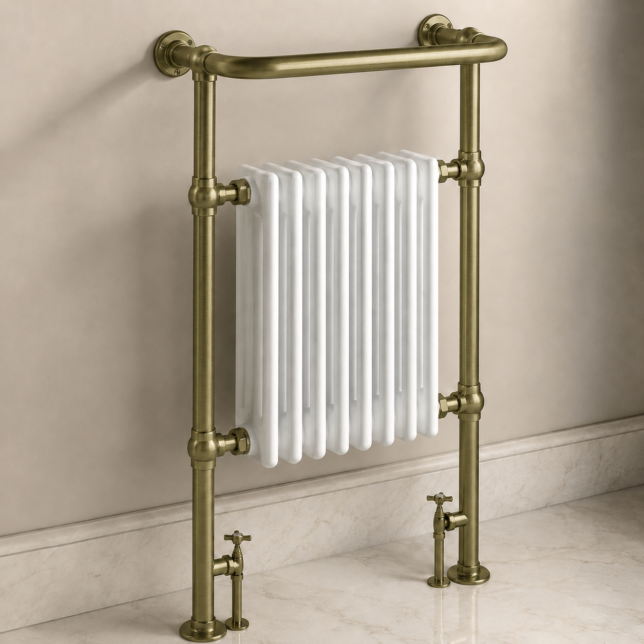 Burford Traditional Towel Rail Radiator - Brushed Brass