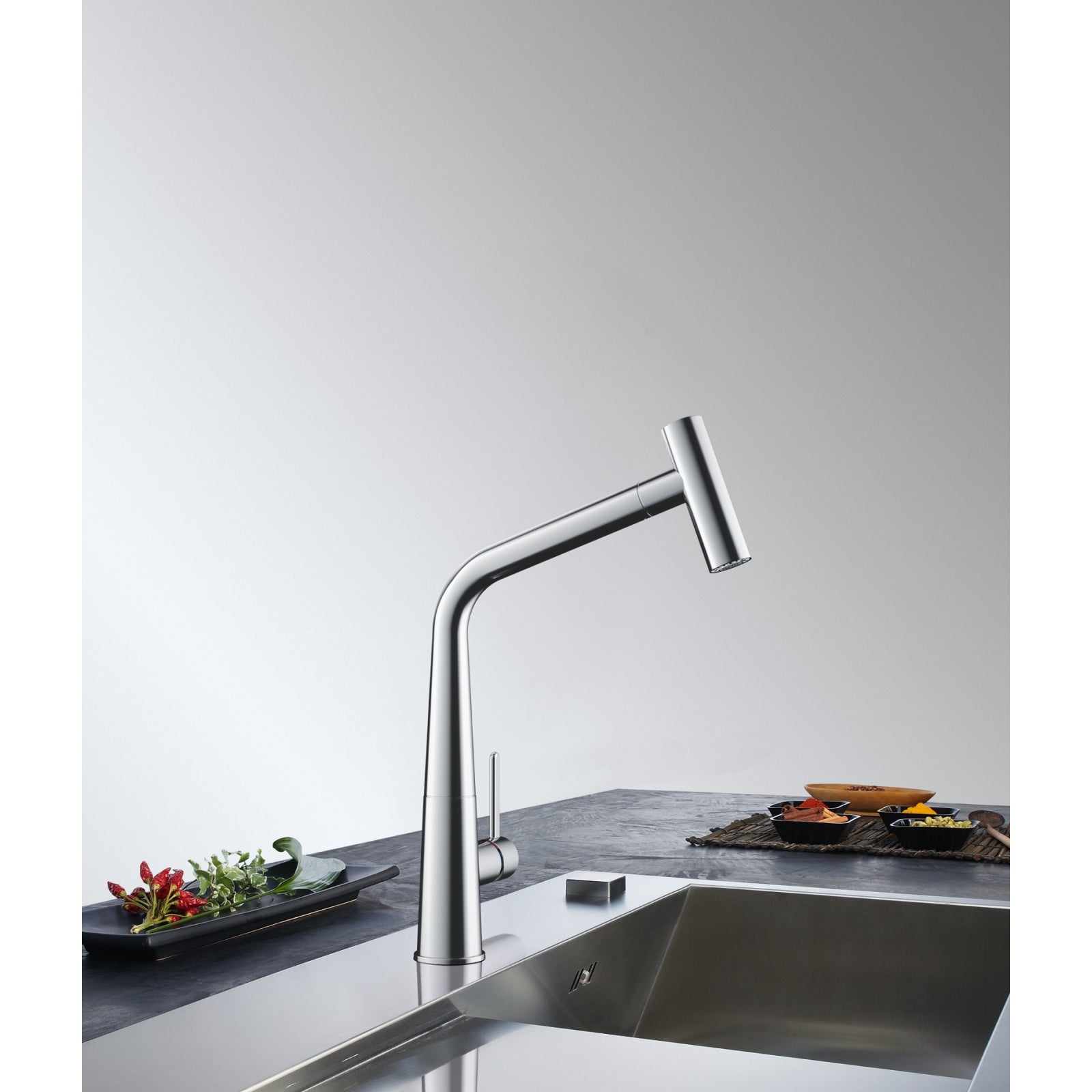 Franke Icon Pull Out Kitchen Tap Double Jet Shower Chrome Brass 355mm