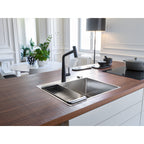 Franke Icon Matt Black Pull Out Spray Kitchen Tap Brass L-Spout 355mm