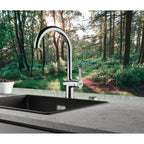 Franke Active Chrome Single Lever Kitchen Tap Brass J-Spout Swivel 388mm