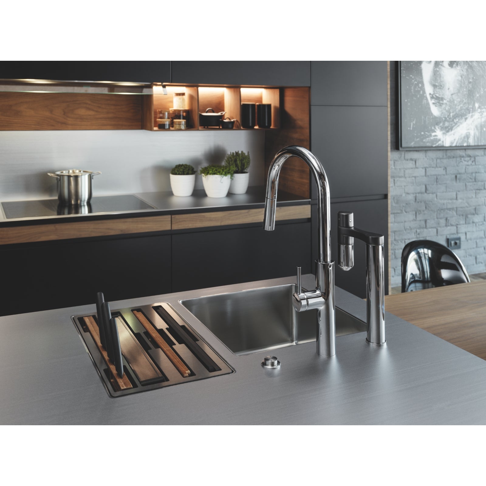 Franke Vital Capsule Filter Tap Chrome Gunmetal Brass Kitchen L-Spout
