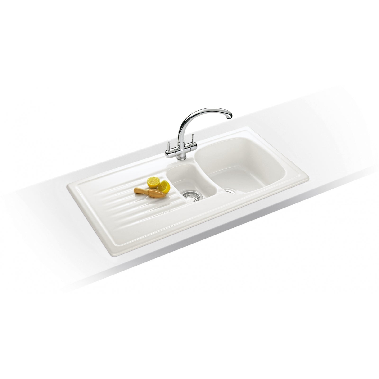 Franke Elba ELK 651 Ceramic 1.5 Bowl White Kitchen Sink 990x500mm Inset