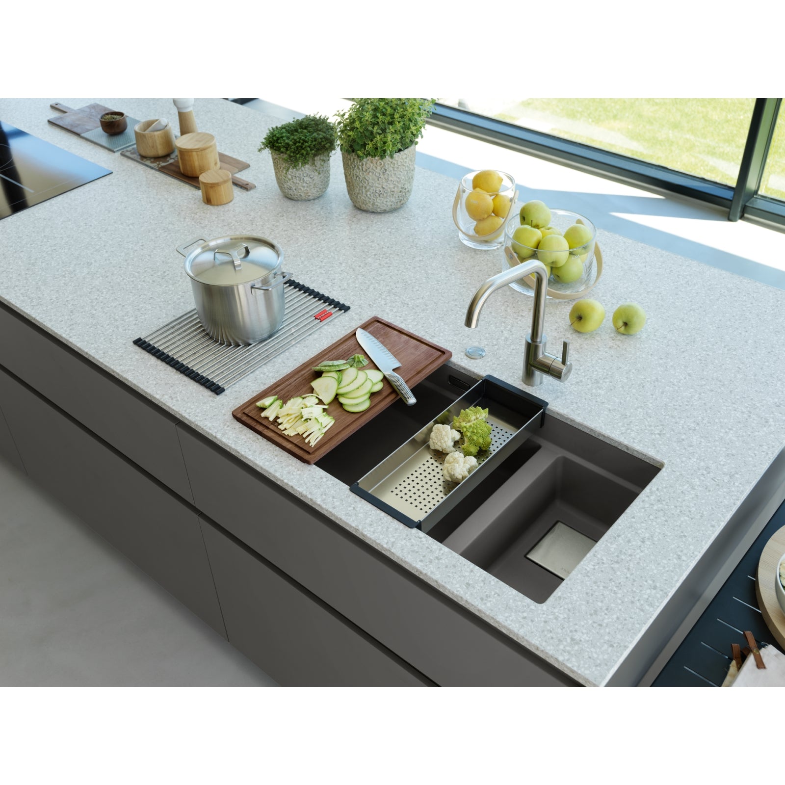 Franke Kubus KNG 120 Granite Undermount 1.5 Bowl Stone Grey Kitchen Sink