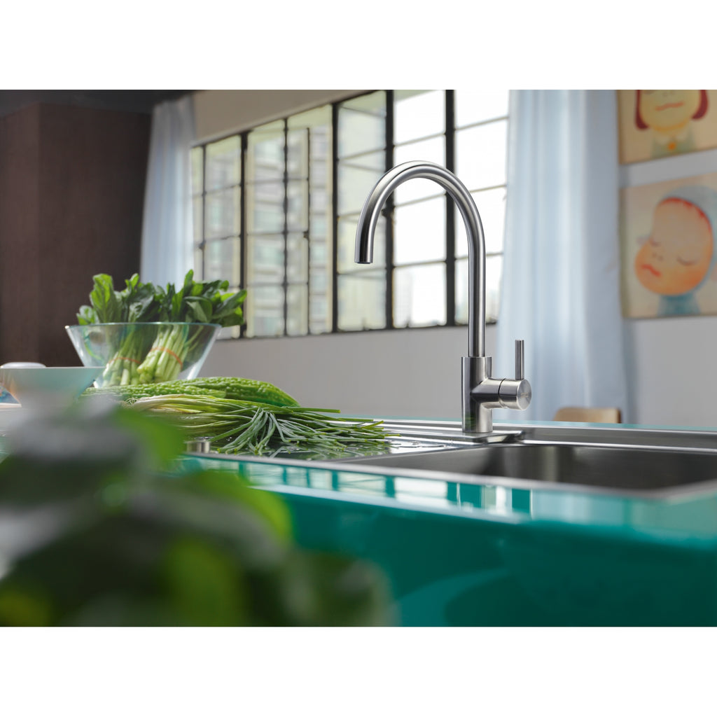 Franke Eos Neo Stainless Steel Single Lever Kitchen Tap J-Spout Swivel