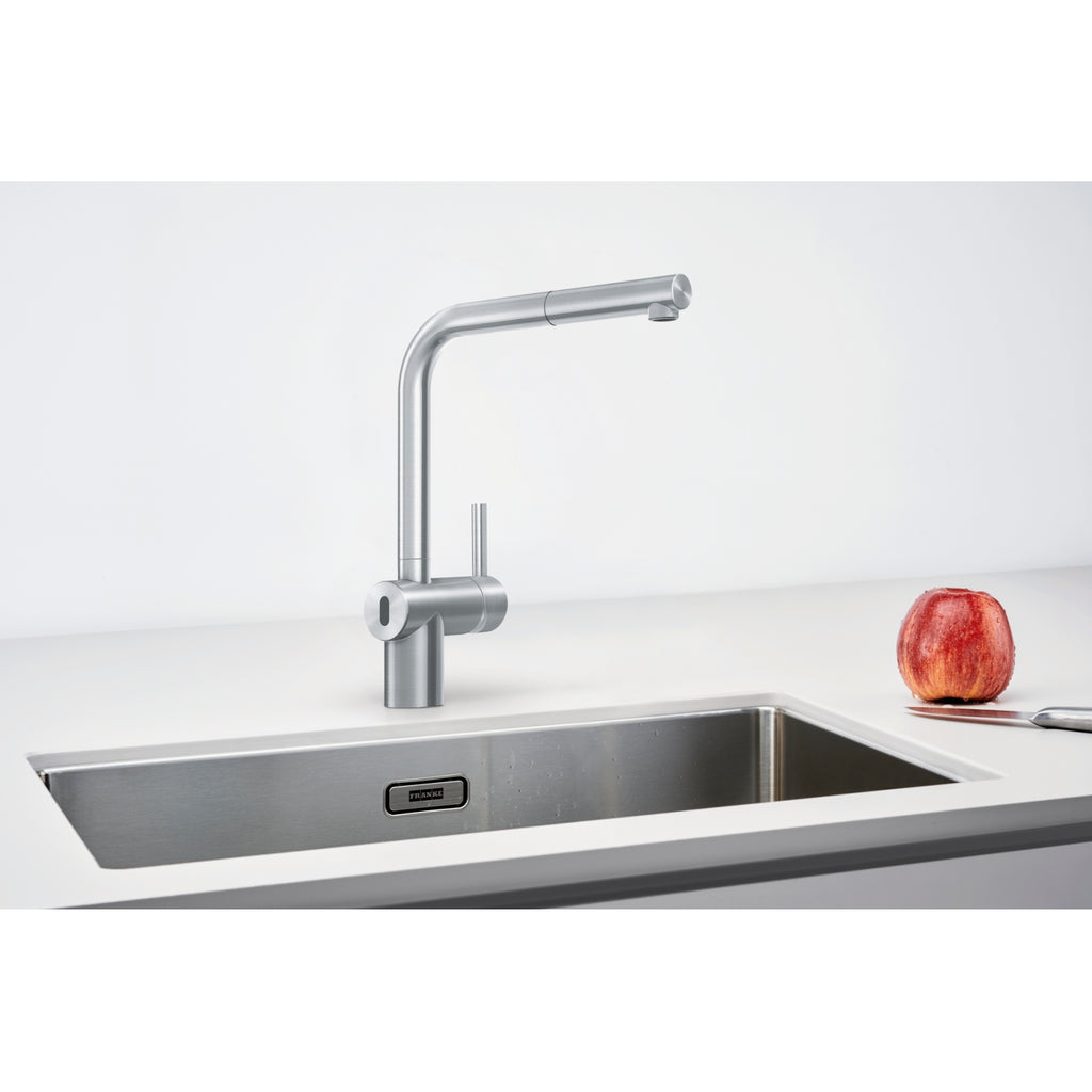 Franke Atlas Neo Sensor Stainless Steel Pull Out Kitchen Tap L-Spout 297mm