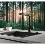 Franke Active Matt Black Pull Out Spray Kitchen Tap Brass L-Spout 312mm