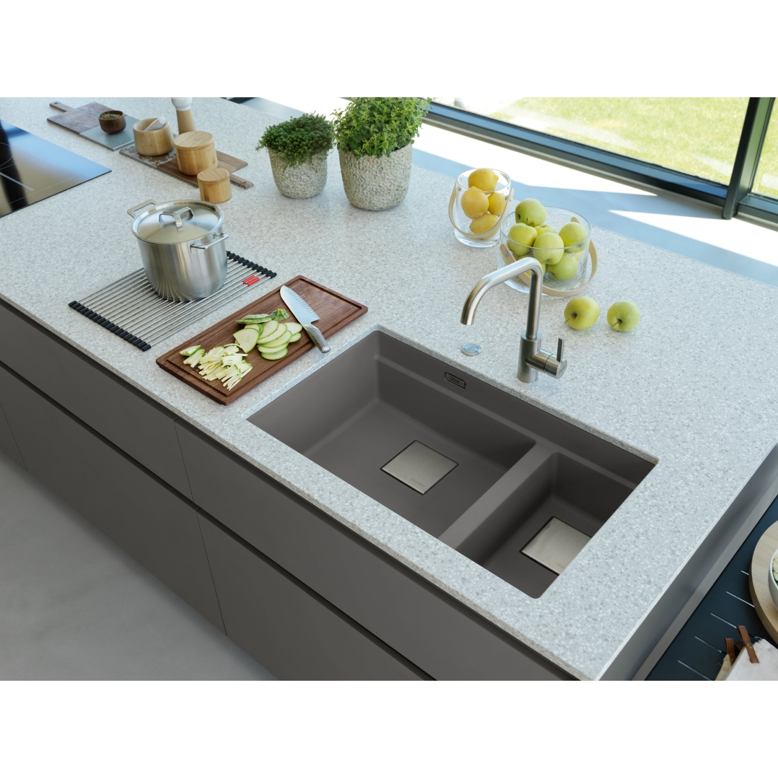 Franke Kubus KNG 120 Granite Undermount 1.5 Bowl Stone Grey Kitchen Sink