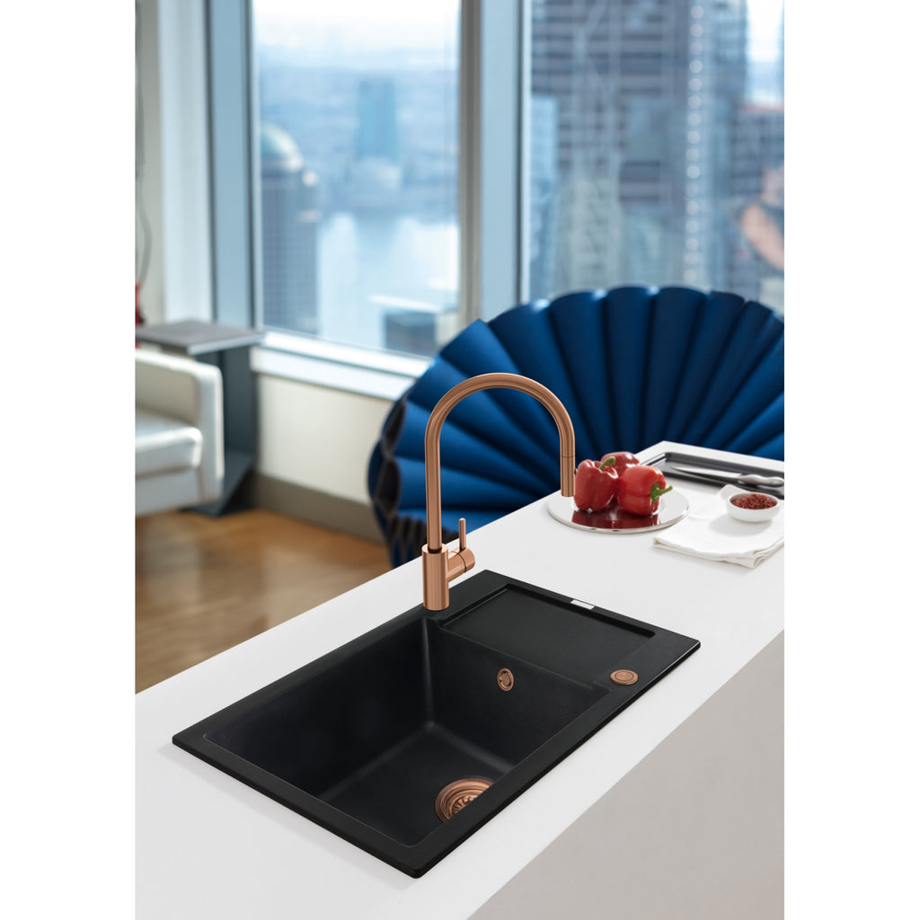 Franke Round Ceramic PVD Overflow Copper Belfast Kitchen Sink 133.0722.549