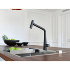 Franke Icon Matt Black Pull Out Spray Kitchen Tap Brass L-Spout 355mm