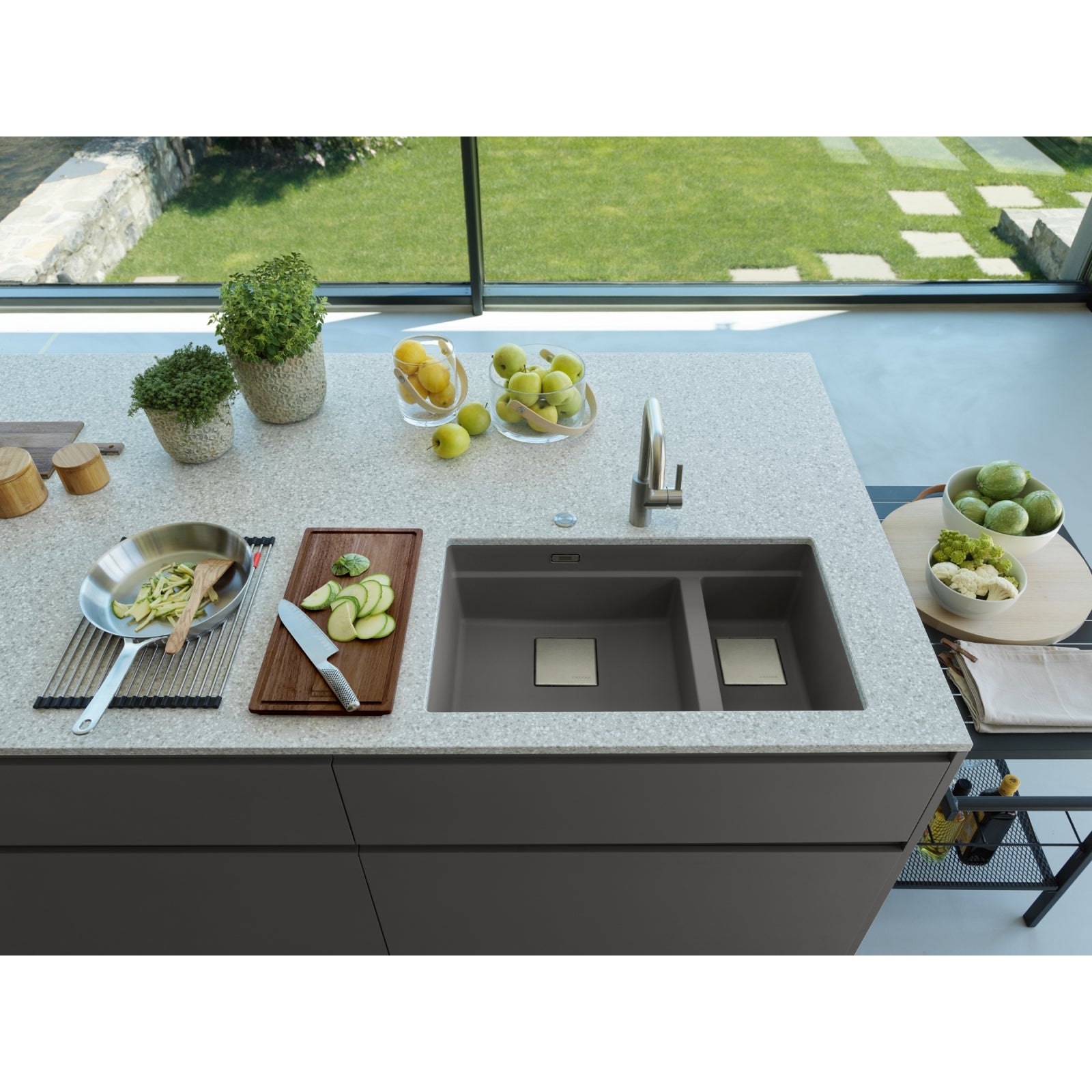 Franke Kubus KNG 120 Granite Undermount 1.5 Bowl Stone Grey Kitchen Sink