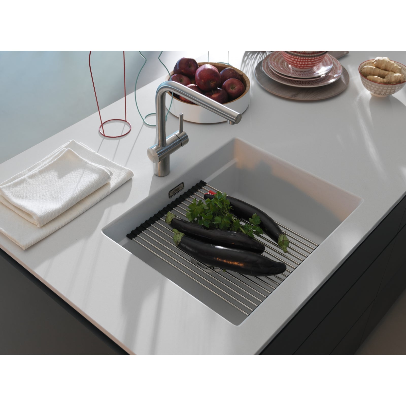 Franke Kubus KNG 110-52 Granite Undermount 1 Bowl Polar White Kitchen Sink