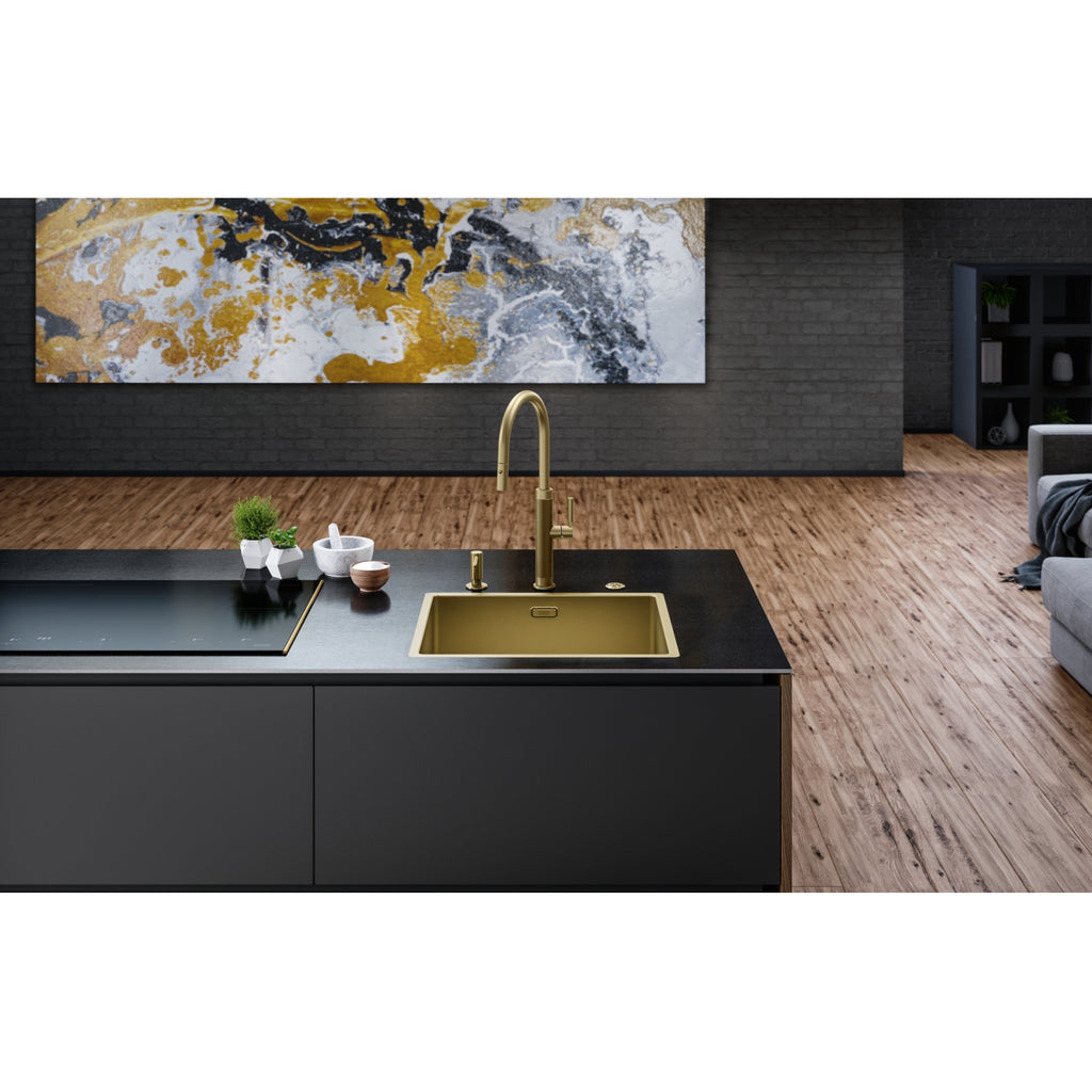 Franke Mythos Masterpiece Gold Pull Down Spray Kitchen Tap 466mm