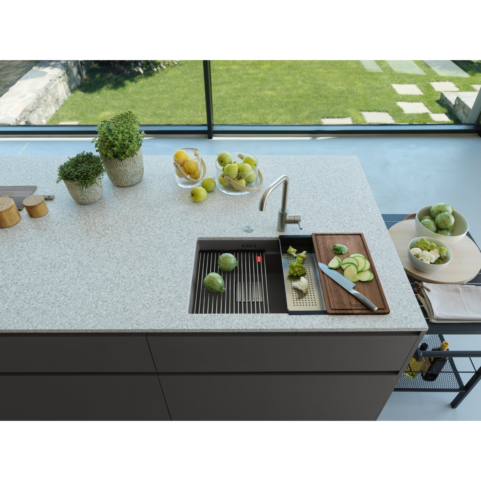 Franke Kubus KNG 120 Granite Undermount 1.5 Bowl Stone Grey Kitchen Sink