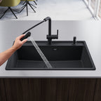 Franke Active Matt Black Pull Out Spray Kitchen Tap Brass L-Spout 312mm
