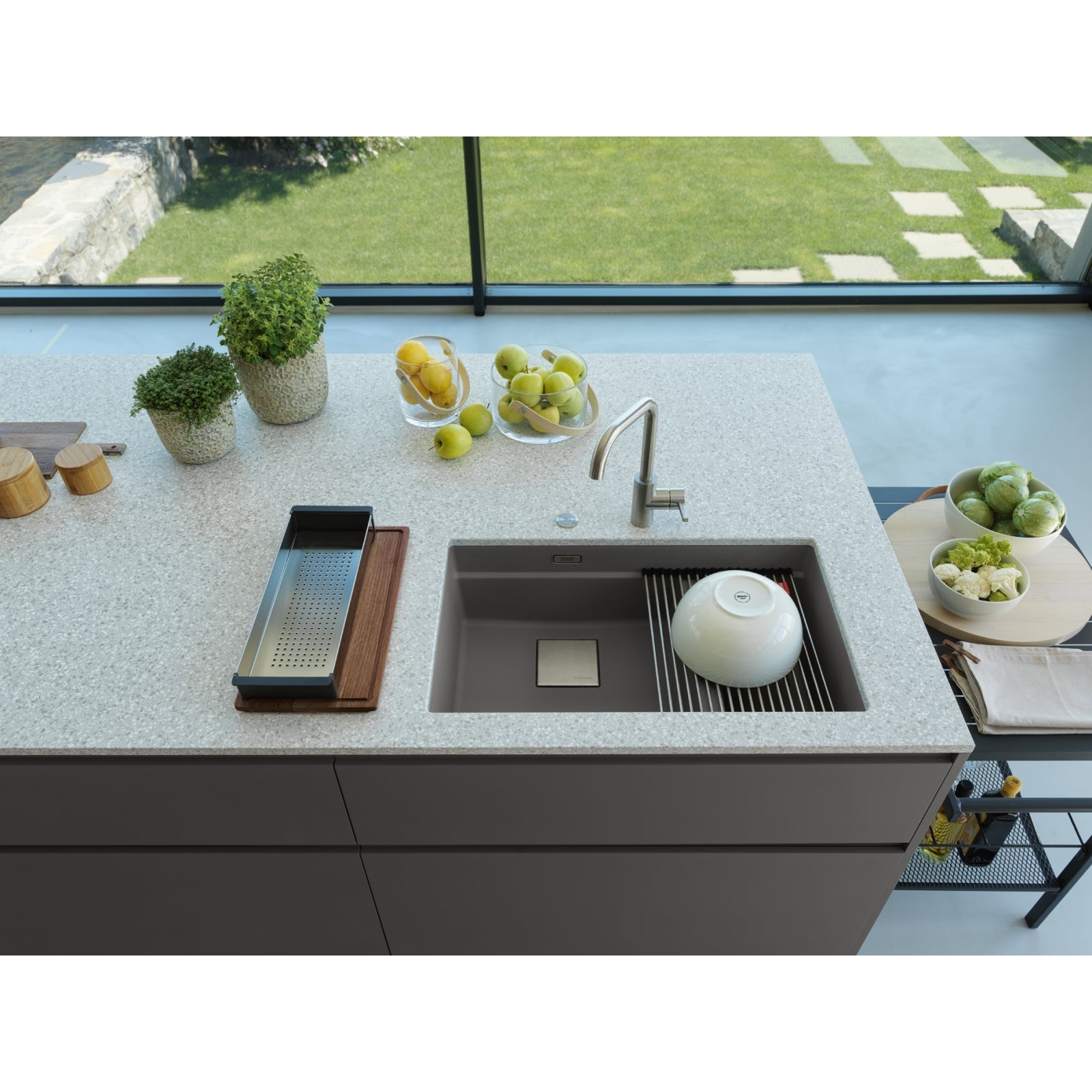 Franke Kubus KNG 120 Granite Undermount 1.5 Bowl Stone Grey Kitchen Sink