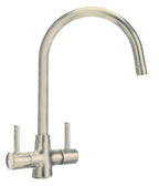 Carron Phoenix Alba Brushed Nickel Dual Lever Kitchen Tap Brass Swivel