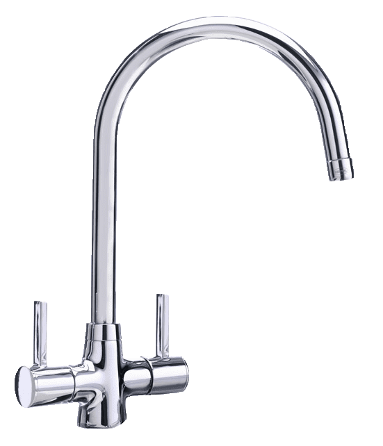 Carron Phoenix Alba Chrome Dual Lever Kitchen Tap Brass Swivel Spout