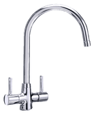 Carron Phoenix Alba Chrome Dual Lever Kitchen Tap Brass Swivel Spout