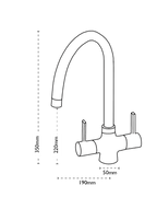 Carron Phoenix Alba Brushed Nickel Dual Lever Kitchen Tap Brass Swivel