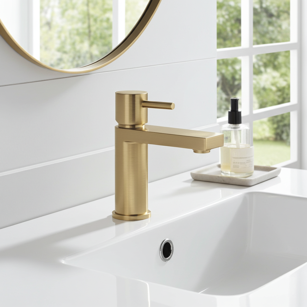 Basin Mixer Tap Brushed Brass inc Waste Single Lever WRAS Bathroom Sink Brass