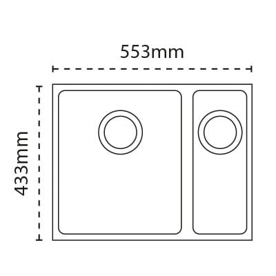 Carron Phoenix Haven 150 Granite 1.5 Bowl Polar White Kitchen Sink Inset