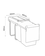 Carron Phoenix Linea 130 Kitchen Waste Bin 1x30L Pull Out Cabinet Door