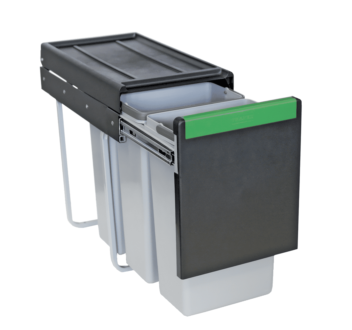 Carron Phoenix Linea 330 Kitchen Waste Bin Grey 3x10L Pull Out Recycling