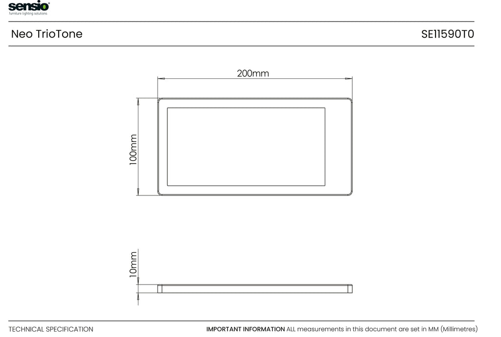 Sensio Neo TrioTone LED Under Cabinet Light 10mm Slim Panel 3 Colour Modes