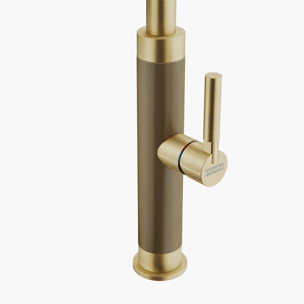 Franke Mythos Masterpiece Gold Pull Down Spray Kitchen Tap 466mm