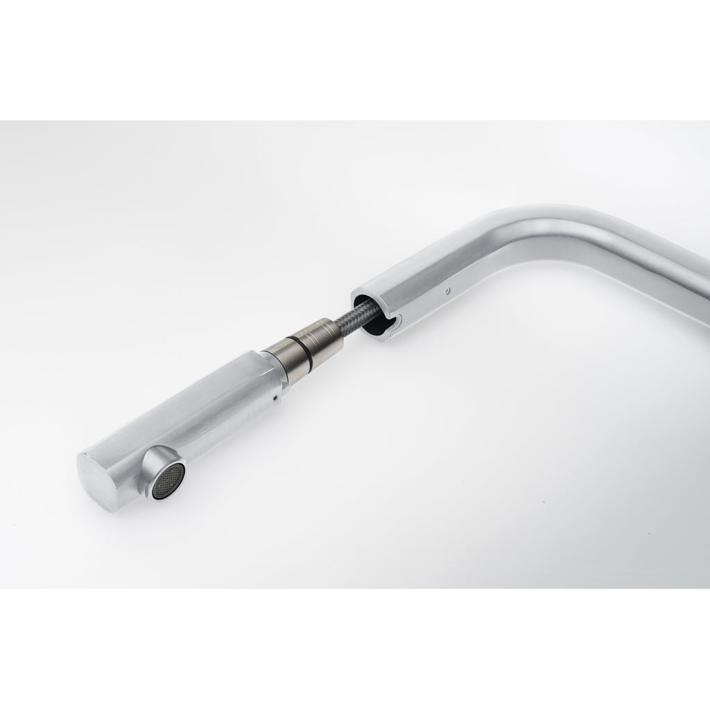 Franke Mythos Stainless Steel Pull Out Nozzle Kitchen Tap L-Spout 348mm