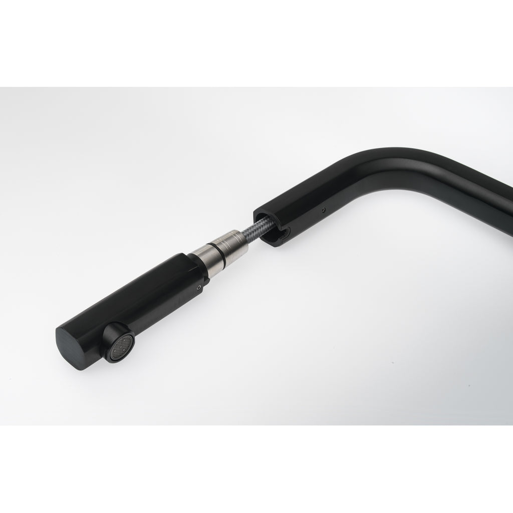 Franke Mythos Industrial Black Pull Out Nozzle Kitchen Tap L-Spout 348mm