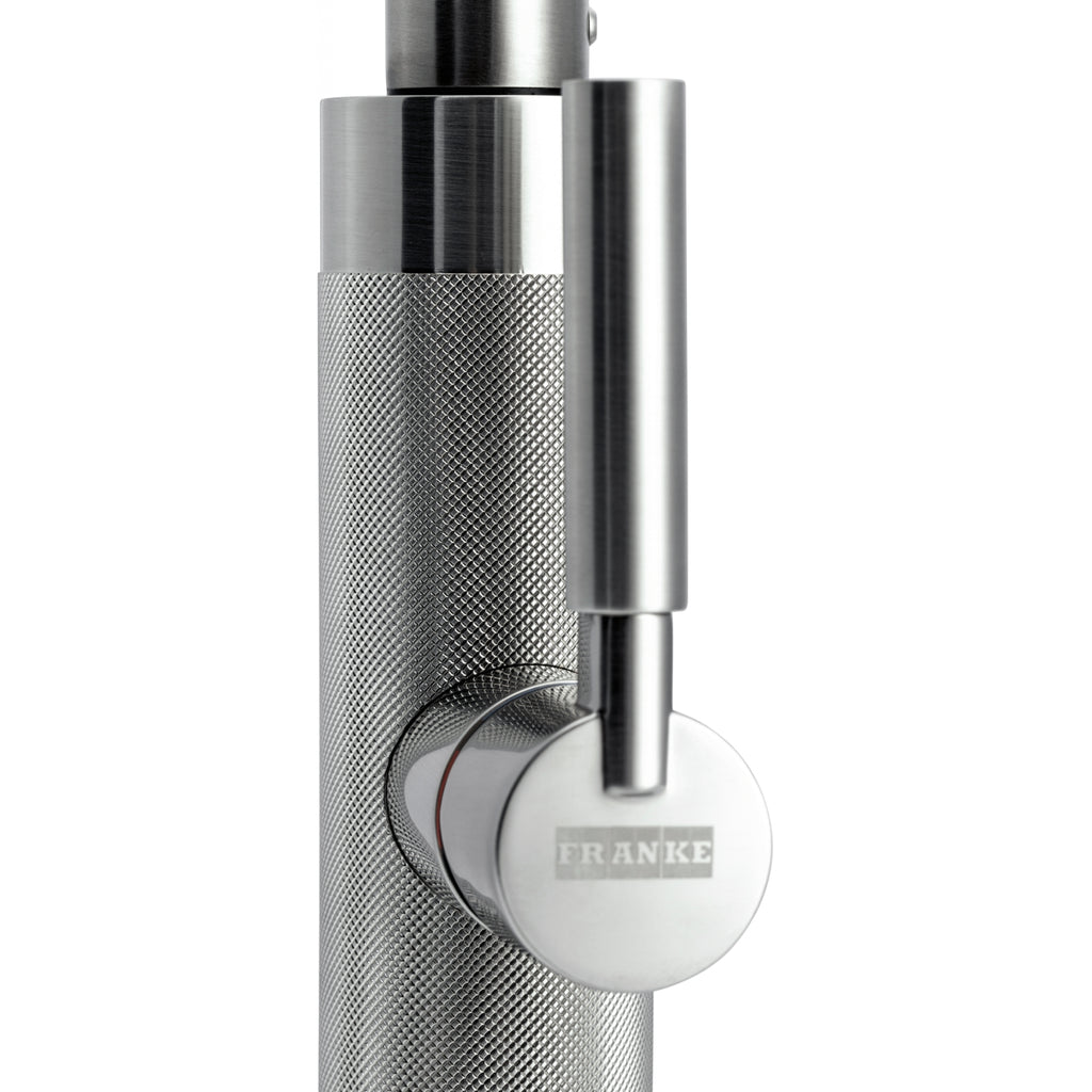 Franke Tessuto Decor Steel Pull Out Nozzle Kitchen Tap Brass J-Spout 455mm