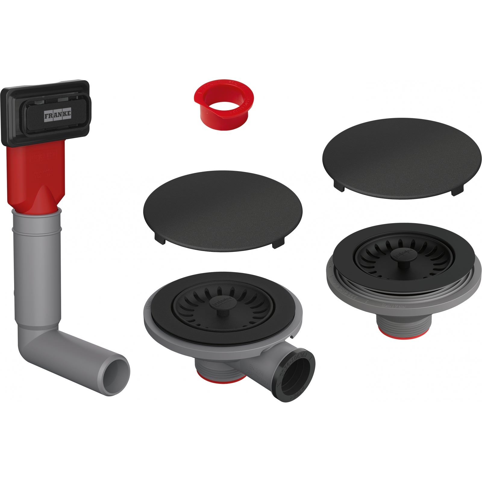 Franke Manual Waste Kit 2 Bowl Matt Black Rectangular Overflow 112.0658.484