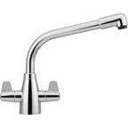 Franke Davos Chrome Dual Lever Kitchen Tap Brass L-Spout Swivel 245mm