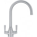 Franke Valais Stainless Steel Dual Lever Kitchen Tap J-Spout Swivel 367mm